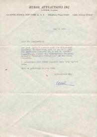 Portada:Carta dirigida a Arthur Rubinstein. Nueva York, 31-05-1957