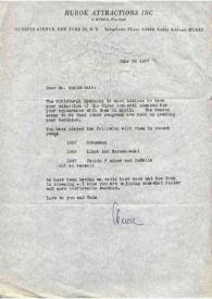 Portada:Carta dirigida a Arthur Rubinstein. Nueva York, 28-06-1957