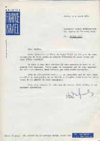 Portada:Carta dirigida a Arthur Rubinstein. París (Francia), 08-04-1970