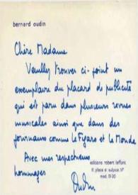 Portada:Tarjeta dirigida a Aniela Rubinstein. París (Francia), 06-09-1974
