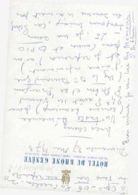 Portada:Carta dirigida a Aniela y Arthur Rubinstein. Ginebra (Suiza), 27-05-1973