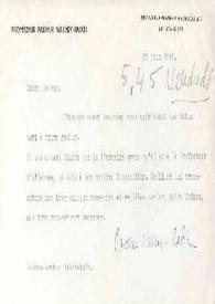Portada:Carta dirigida a Aniela Rubinstein. París (Francia), 22-06-1954