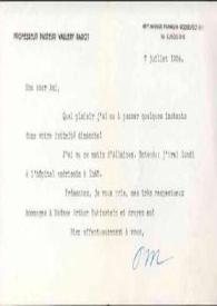 Portada:Carta dirigida a Arthur Rubinstein. París (Francia), 07-07-1954