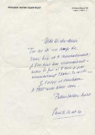 Portada:Carta dirigida a Arthur Rubinstein. París (Francia), 14-09-1967