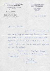 Portada:Carta dirigida a Aniela y Arthur Rubinstein. París (Francia), 28-12-1977
