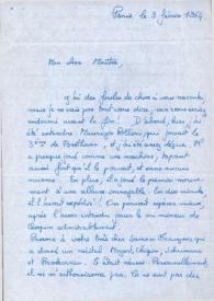 Portada:Carta dirigida a Arthur Rubinstein. París (Francia), 03-02-1964