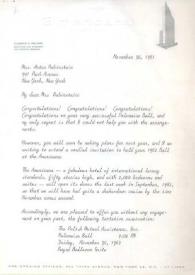 Portada:Carta dirigida a Aniela Rubinstein. Nueva York, 30-11-1961