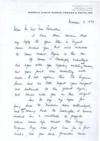 Portada:Carta dirigida a Aniela y Arthur Rubinstein. Washington D. C. , 03-12-1973