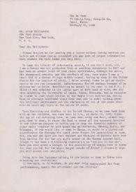 Portada:Carta dirigida a Arthur Rubinstein. Seúl (Corea), 22-02-1960