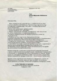 Portada:Carta dirigida a Aniela Rubinstein. Varsovia (Polonia), 31-03-1993
