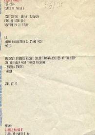 Portada:Telegrama dirigido a Arthur Rubinstein. Nueva York, 13-06-1975