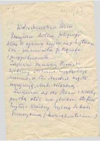 Portada:Carta dirigida a Aniela Rubinstein. Zakopane (Polonia), 11-10-1967