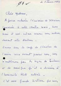Portada:Carta dirigida a Aniela Rubinstein. París (Francia), 03-01-1983