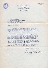 Portada:Carta dirigida a Arthur Rubinstein. Los Ángeles (California), 04-05-1956