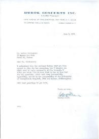 Portada:Carta dirigida a Arthur Rubinstein. Nueva York, 03-06-1971
