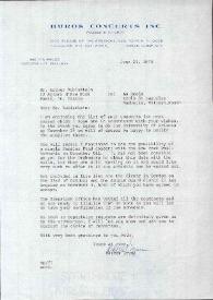 Portada:Carta dirigida a Arthur Rubinstein. Nueva York, 23-06-1975