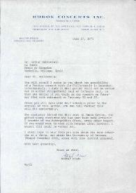 Portada:Carta dirigida a Arthur Rubinstein. Nueva York, 27-06-1975