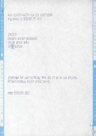 Portada:Telegrama dirigido a Arthur Rubinstein. Englewood (Nueva Jersey) , 27-01-1981