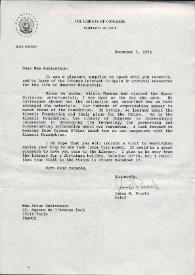 Portada:Carta dirigida a Aniela Rubinstein. Washington D. C., 03-12-1992