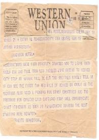 Portada:Telegrama dirigido a Arthur Rubinstein. México, 19-05-1945