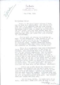 Portada:Carta dirigida a Aniela Rubinstein. Del Mar (California), 27-05-1975