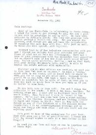 Portada:Carta dirigida a Aniela Rubinstein. Del Mar (California), 25-12-1982