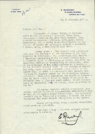 Portada:Carta dirigida a Aniela Rubinstein. Londres (Inglaterra), 28-01-1977