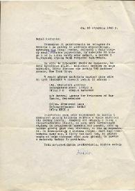 Portada:Carta dirigida a Aniela Rubinstein. Nueva York, 23-01-1942