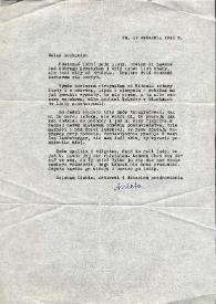 Portada:Carta dirigida a Aniela Rubinstein. Nueva York, 16-09-1942