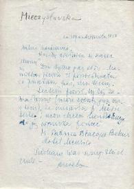 Portada:Carta dirigida a Aniela Rubinstein, 18-10-1950