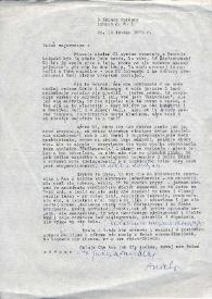 Portada:Carta dirigida a Aniela Rubinstein. Londres (Inglaterra), 10-02-1975