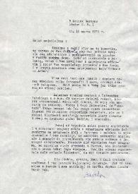 Portada:Carta dirigida a Aniela Rubinstein. Londres (Inglaterra), 10-03-1976