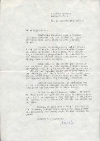Portada:Carta dirigida a Aniela Rubinstein. Londres (Inglaterra), 18-10-1977