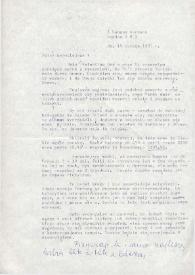 Portada:Carta dirigida a Aniela Rubinstein. Londres (Inglaterra), 14-02-1985