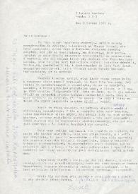 Portada:Carta dirigida a Aniela Rubinstein. Londres (Inglaterra), 09-02-1986