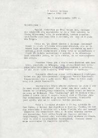 Portada:Carta dirigida a Aniela Rubinstein. Londres (Inglaterra), 09-10-1987