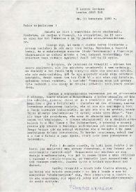 Portada:Carta dirigida a Aniela Rubinstein. Londres (Inglaterra), 14-04-1988