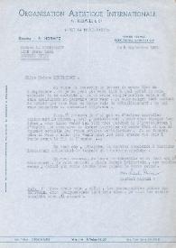 Portada:Carta dirigida a Aniela Rubinstein. París (Francia), 09-09 -1953