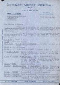 Portada:Carta dirigida a Arthur Rubinstein. París (Francia), 29-09-1953