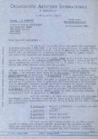 Portada:Carta dirigida a Arthur Rubinstein. París (Francia), 30-12-1953