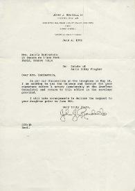 Portada:Carta dirigida a Aniela Rubinstein. Locus Valley (Nueva York), 04-06-1992