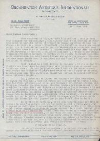 Portada:Carta dirigida a Aniela Rubinstein. París (Francia), 02-03-1955