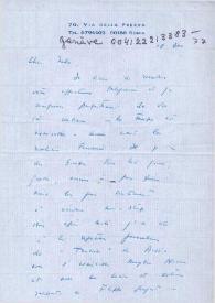 Portada:Carta dirigida a Aniela Rubinstein. Roma (Italia), 18-12-1977