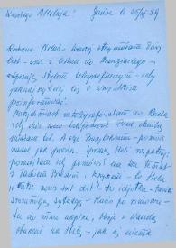Portada:Carta dirigida a Aniela Rubinstein. Ginebra (Suiza), 25-03-1959