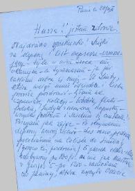 Portada:Carta dirigida a Aniela Rubinstein. París (Francia), 28-12-1961