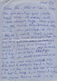 Portada:Carta dirigida a Aniela Rubinstein. París (Francia), 27-11-1962