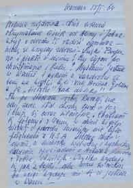 Portada:Carta dirigida a Aniela Rubinstein. Varsovia (Polonia), 15-01-1964