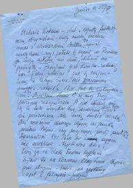 Portada:Carta dirigida a Aniela Rubinstein. Ginebra (Suiza), 15-06-1964