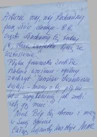 Portada:Carta dirigida a Arthur Rubinstein. Varsovia (Polonia), 18-01-1965