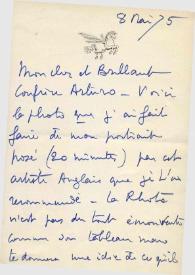 Portada:Carta dirigida a Arthur Rubinstein, 08-05-1975